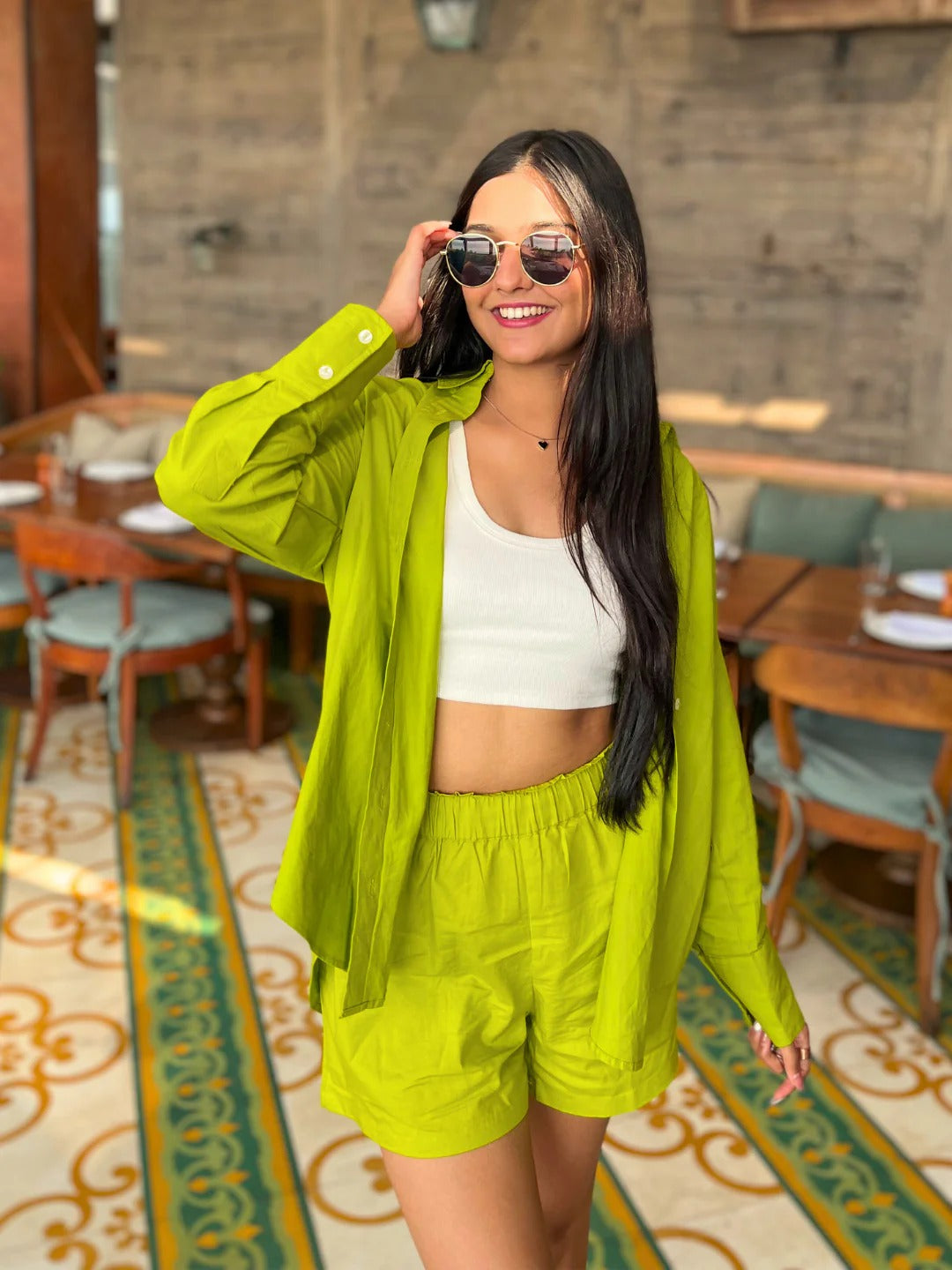 COTTON TWO-PIECE SHORTS AND SHIRT SET