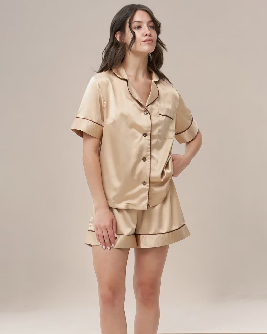 WOMEN'S SATIN PJ SET – TOP & SHORTS FOR SUMMER!