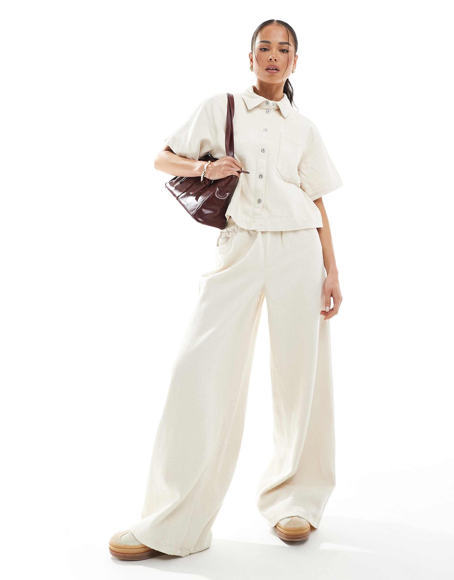 TEXTURED TWILL BOXY SHIRT CO-ORD – COTTON CREAM!