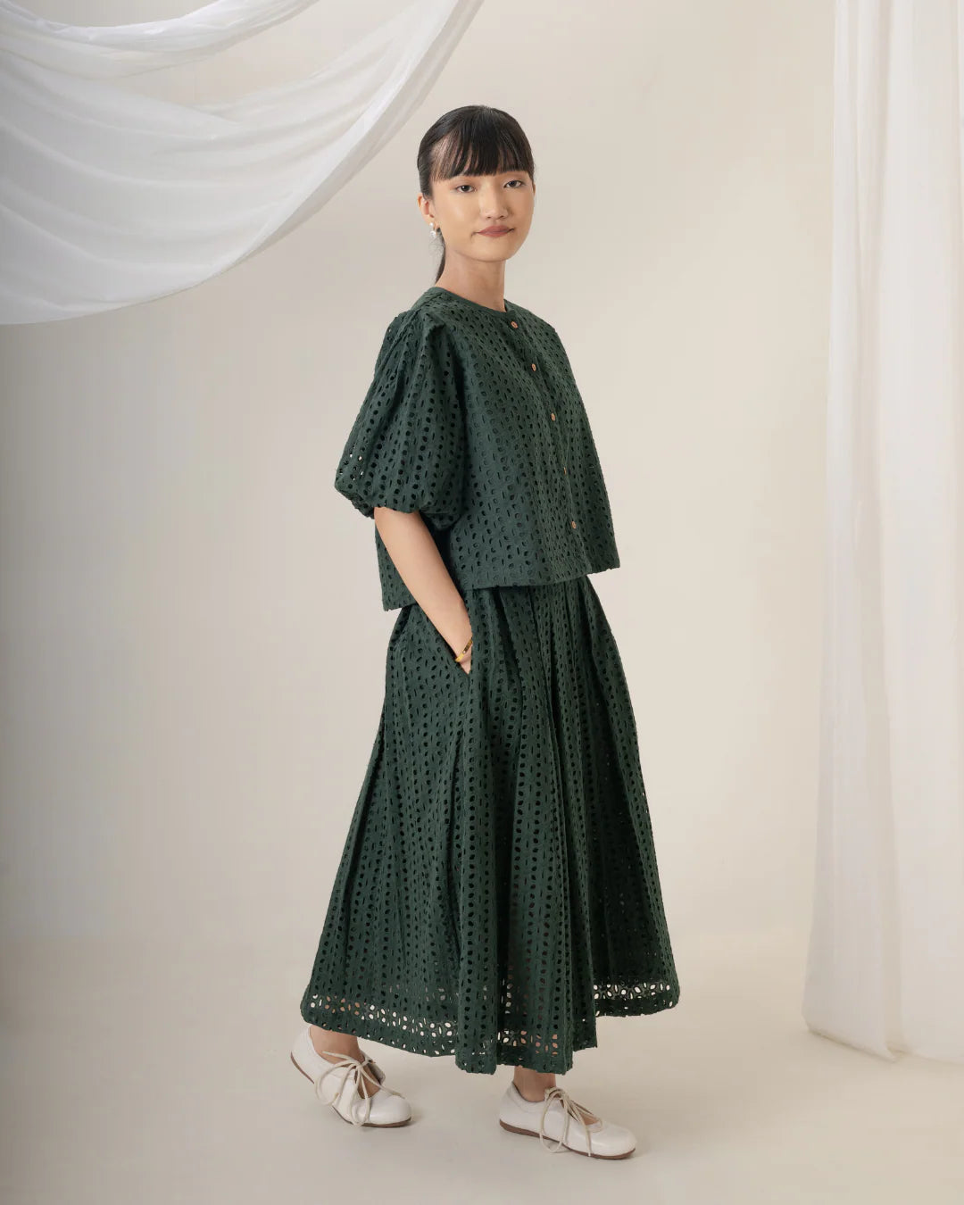 Forest Green Hakoba Co-Ord Set