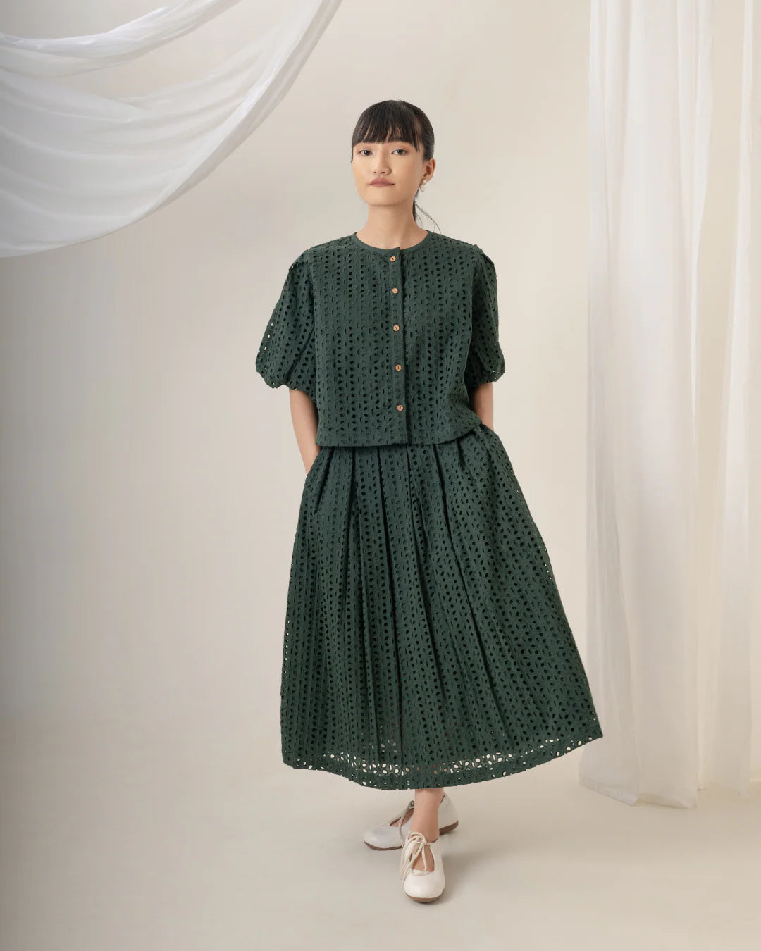 Forest Green Hakoba Co-Ord Set
