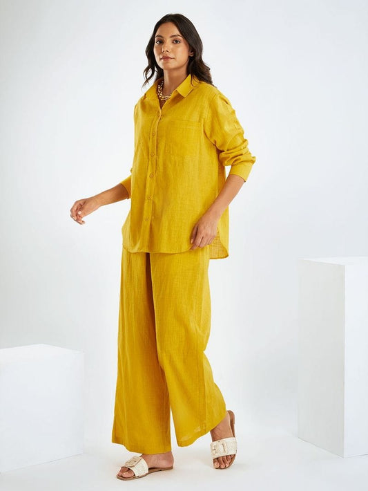 Yellow Cotton Slub Co-ord Set