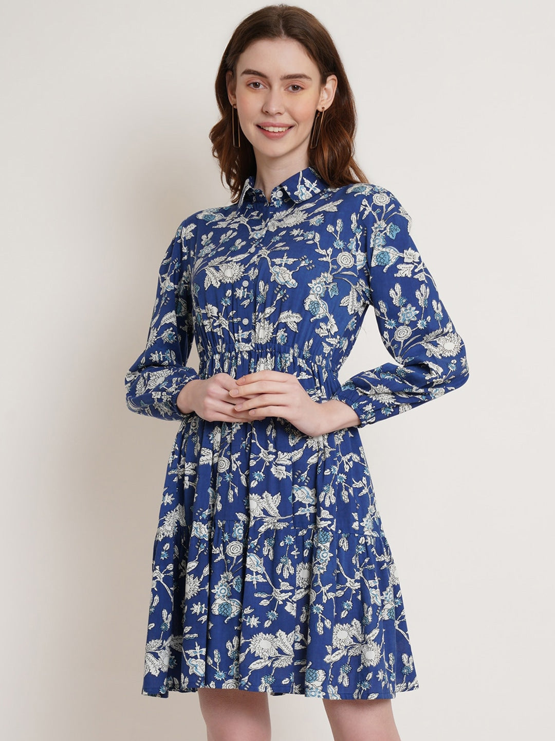 Elegant Blue Floral Dress