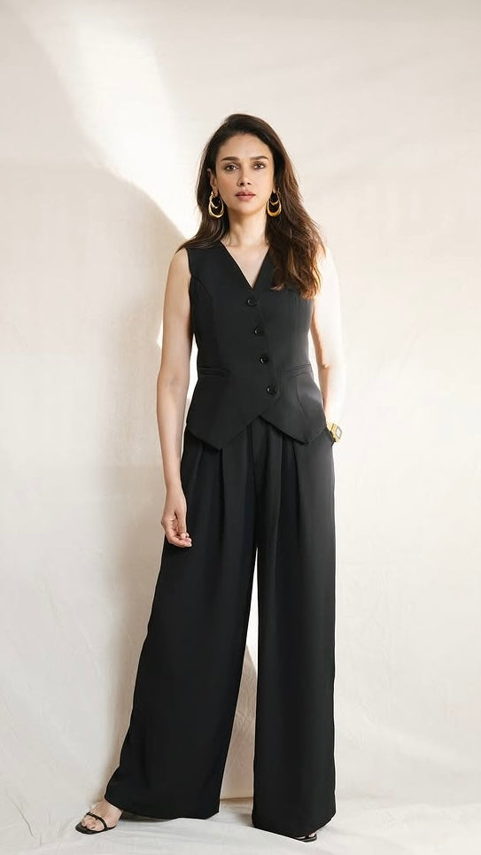 Elegant Black Vest & Pant Set