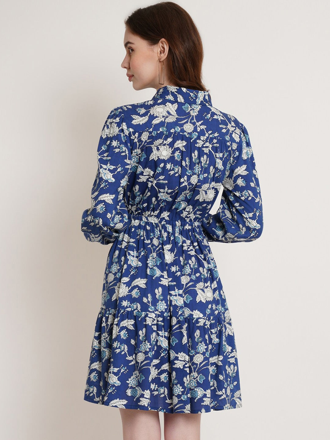 Elegant Blue Floral Dress