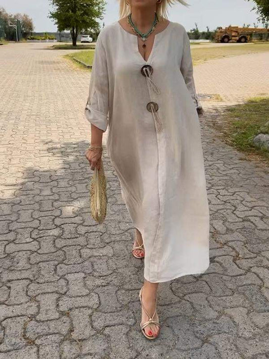 Breezy Linen V-neck Dress