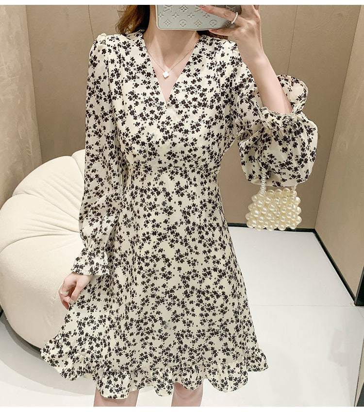 Chiffon V-Neck Midi Dress