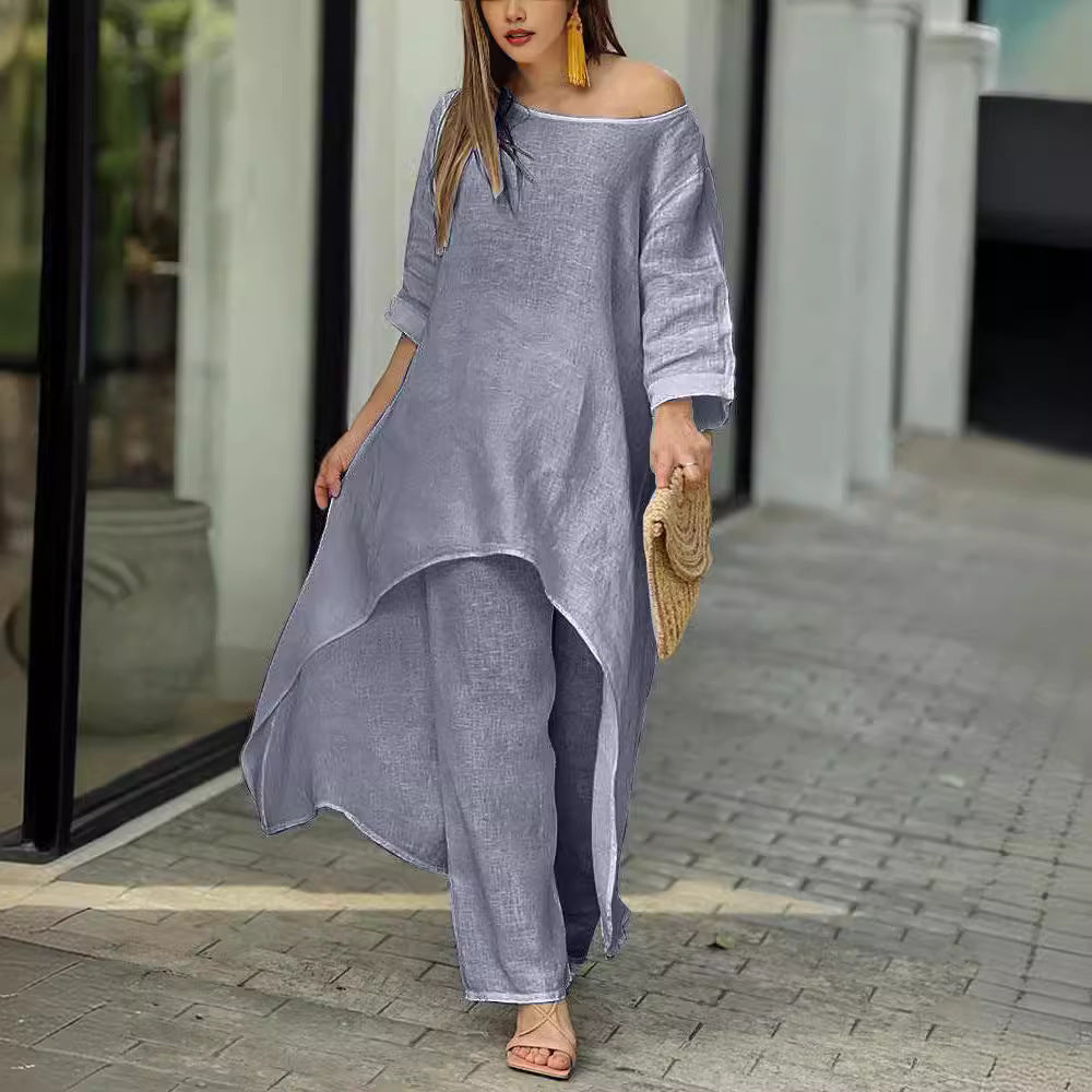 Chic Cotton-Linen Two-Piece Set