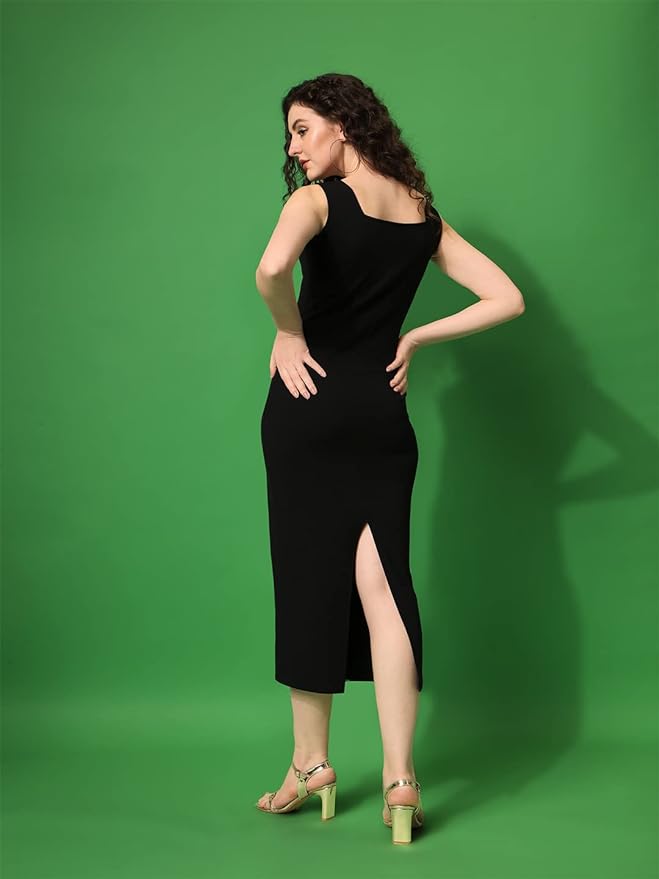 Elegant Black Midi Dress