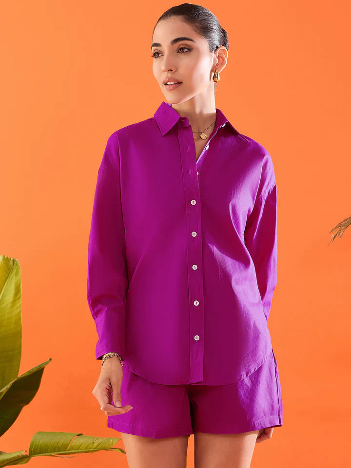 COTTON TWO-PIECE SHORTS AND SHIRT SET