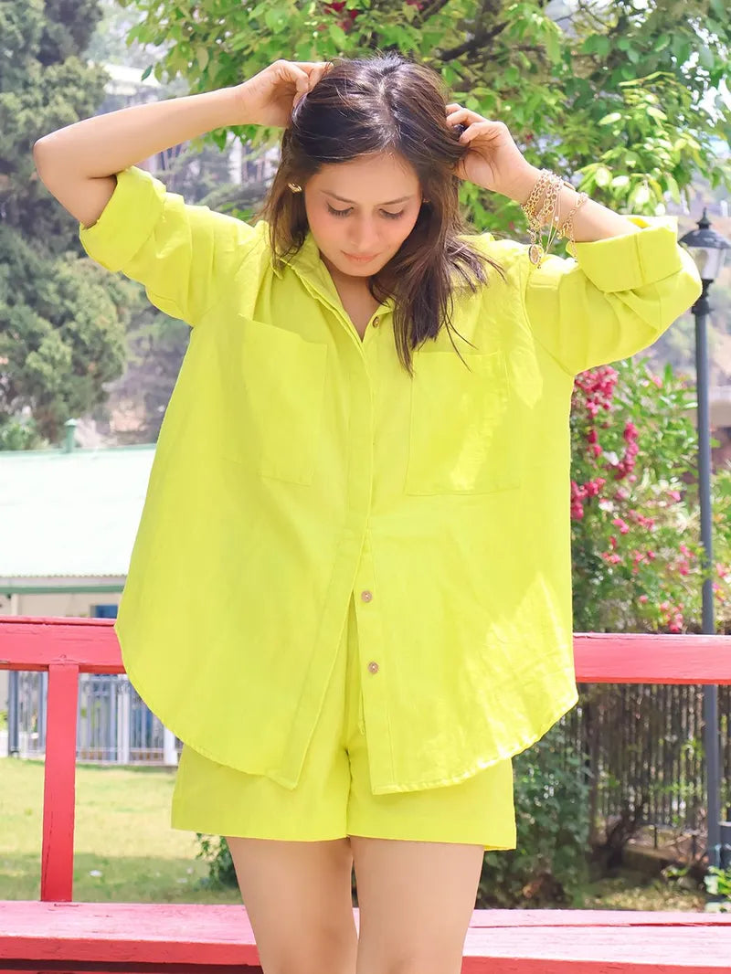 Lime Green Cotton Flex Co-Ord Set