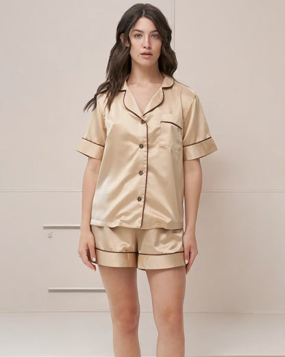WOMEN'S SATIN PJ SET – TOP & SHORTS FOR SUMMER!