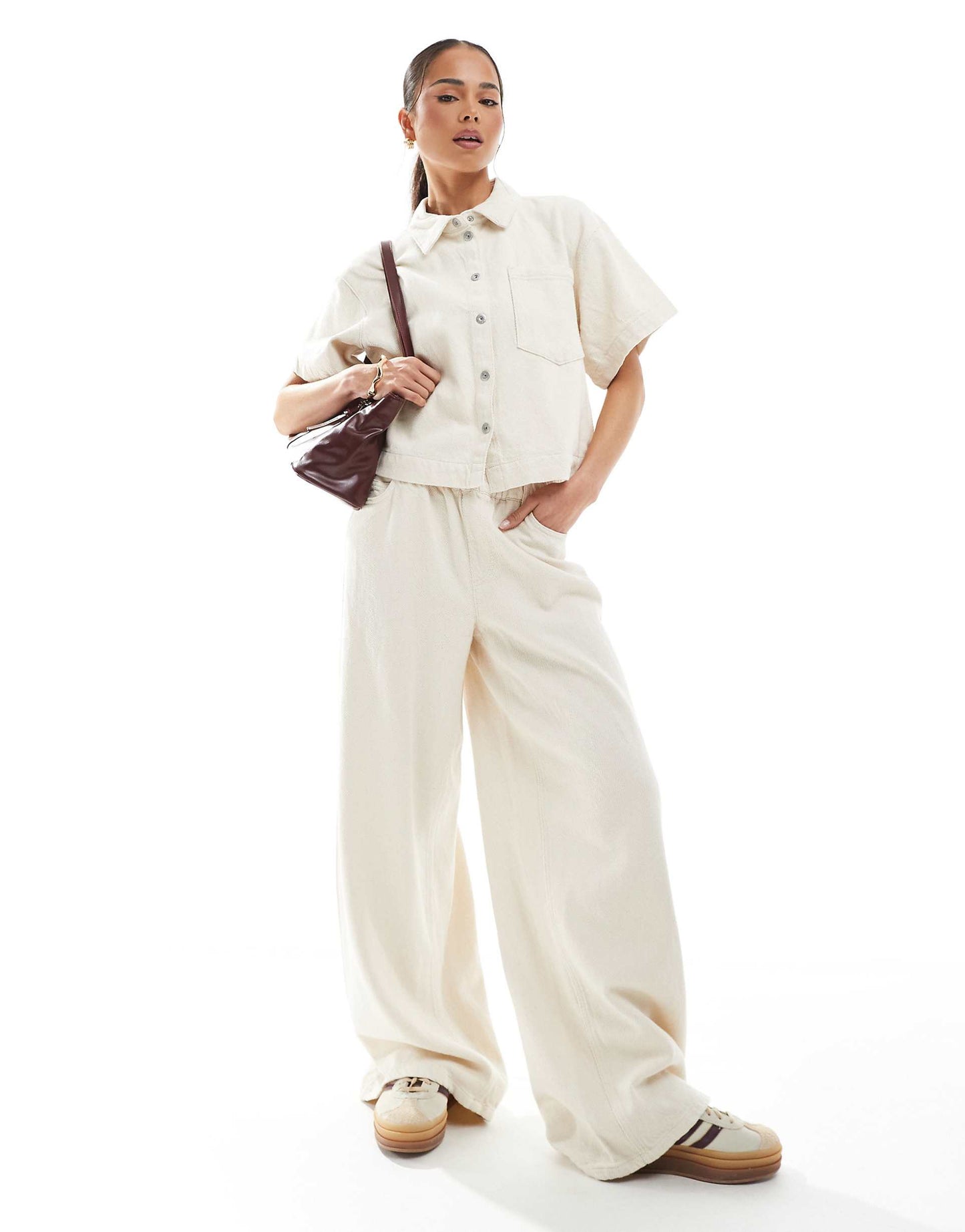 TEXTURED TWILL BOXY SHIRT CO-ORD – COTTON CREAM!