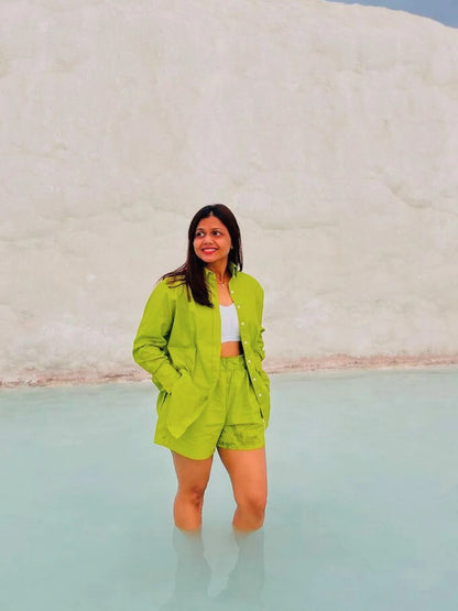 COTTON TWO-PIECE SHORTS AND SHIRT SET