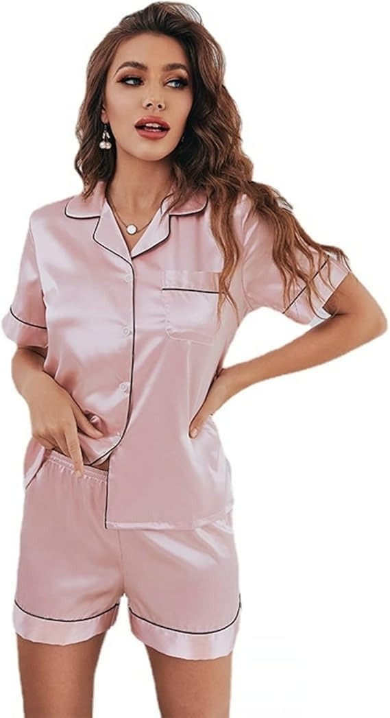 WOMEN'S SATIN PJ SET – TOP & SHORTS FOR SUMMER!