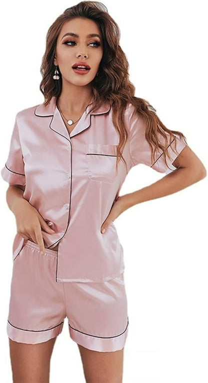 WOMEN'S SATIN PJ SET – TOP & SHORTS FOR SUMMER!