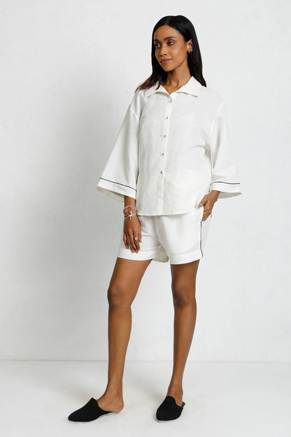 Monochrome Magic – Shiro Kuro Shorts & Shirt Co-Ord Set for Women