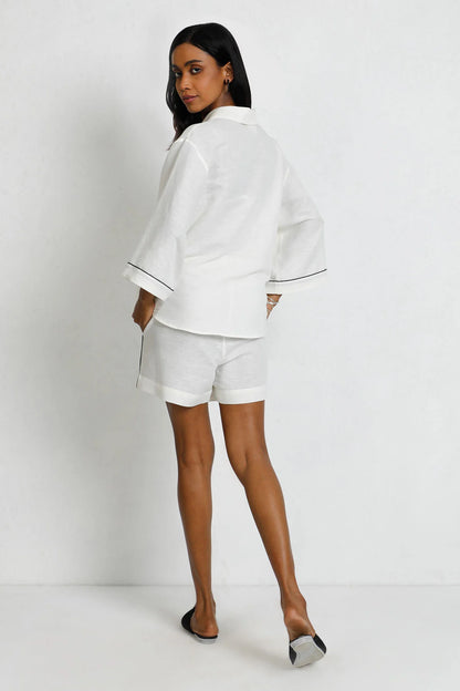 Monochrome Magic – Shiro Kuro Shorts & Shirt Co-Ord Set for Women