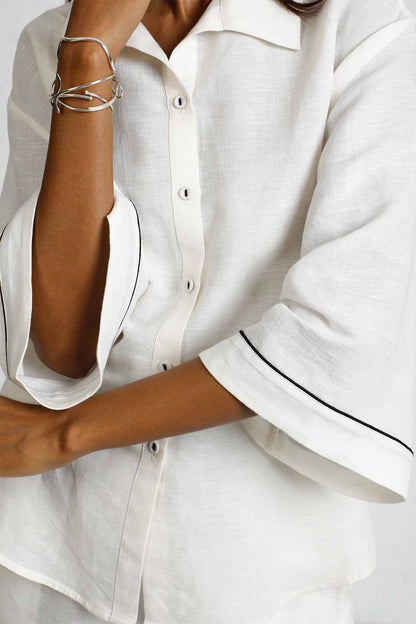 Monochrome Magic – Shiro Kuro Shorts & Shirt Co-Ord Set for Women