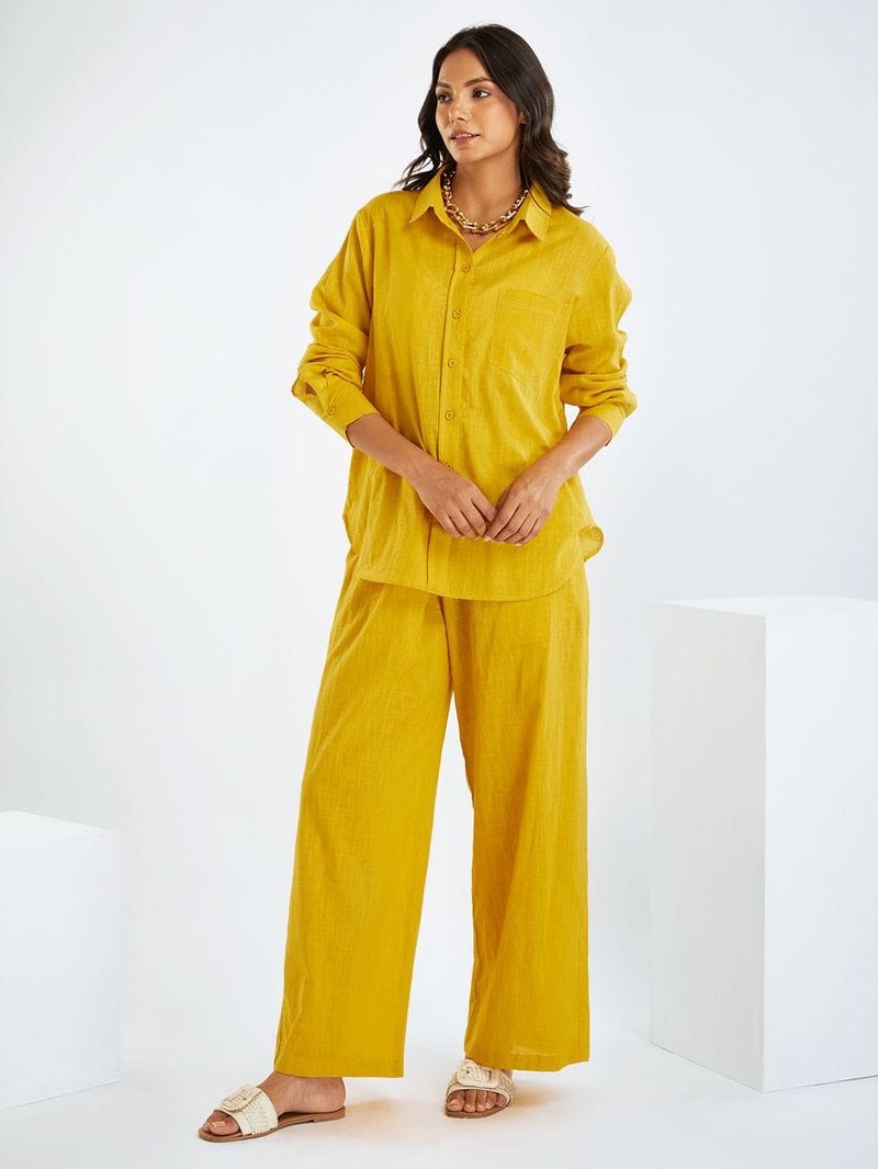 Yellow Cotton Slub Co-ord Set