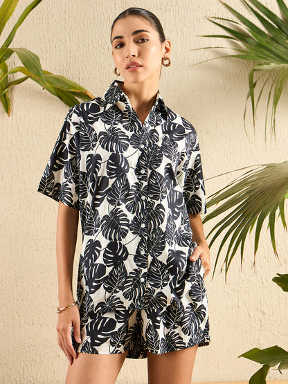 PRINTED TWO-PIECE SHORTS AND SHIRT SET