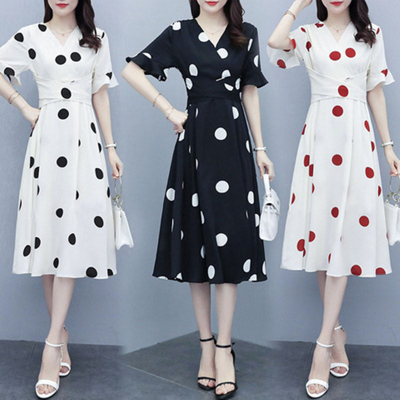 Korean Plus Size Polka Dot Dress