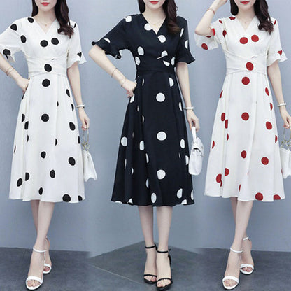 Korean Plus Size Polka Dot Dress