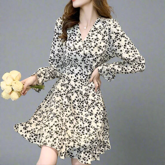 Chiffon V-Neck Midi Dress