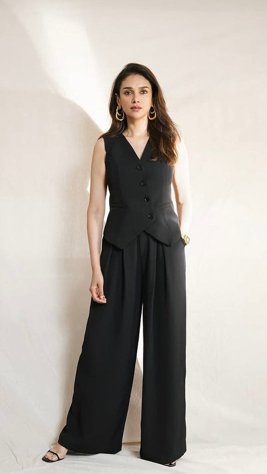 Elegant Black Vest & Pant Set