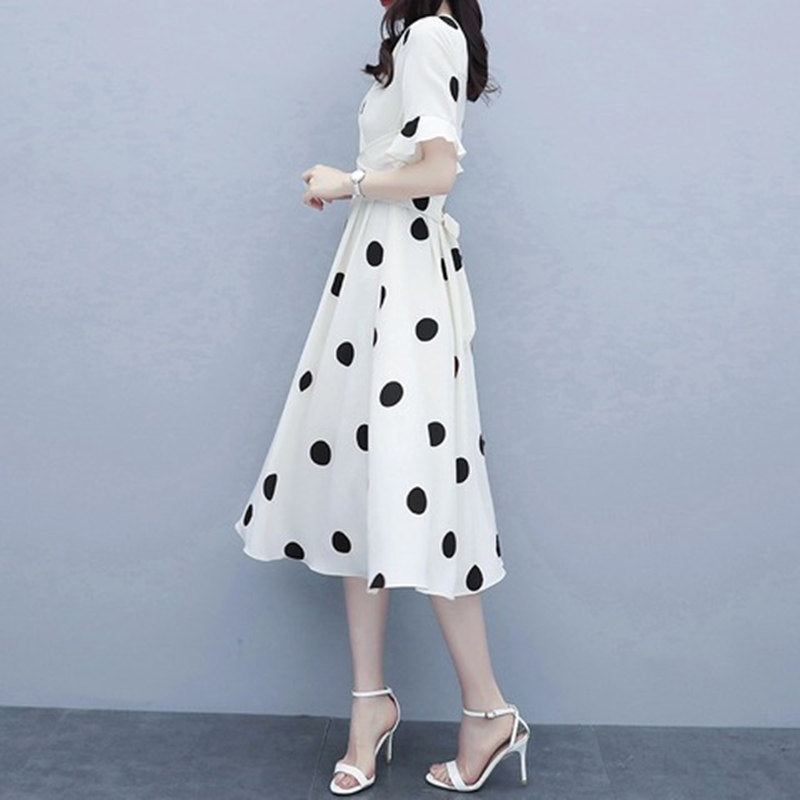 Korean Plus Size Polka Dot Dress
