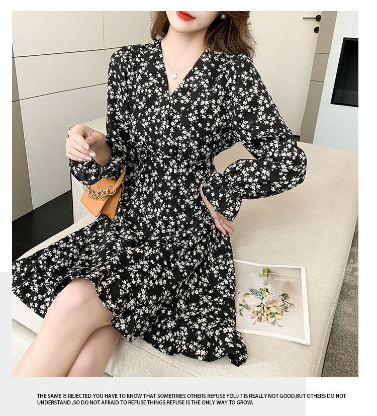 Chiffon V-Neck Midi Dress