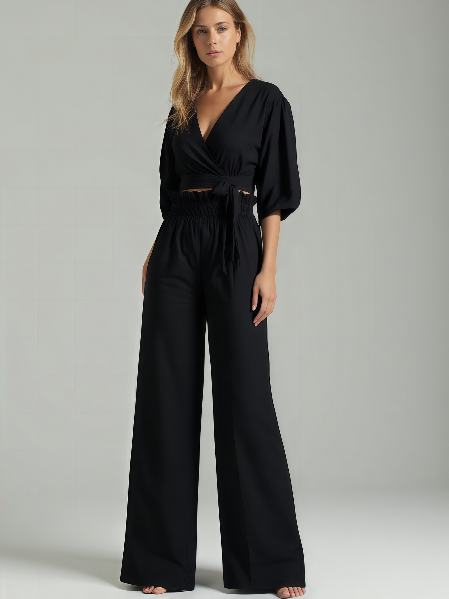 Elegant Black Cotton Coord Set