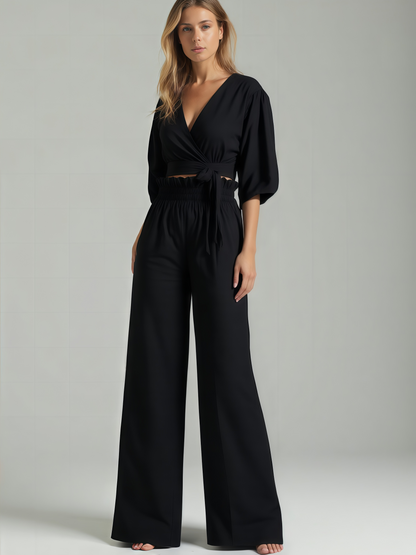 Elegant Black Cotton Coord Set