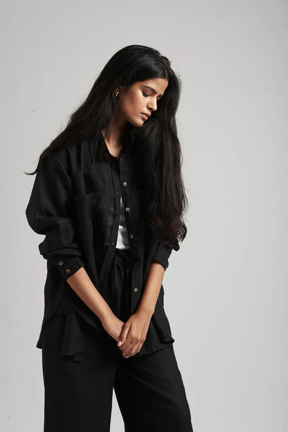 Black Linen Comfort Set