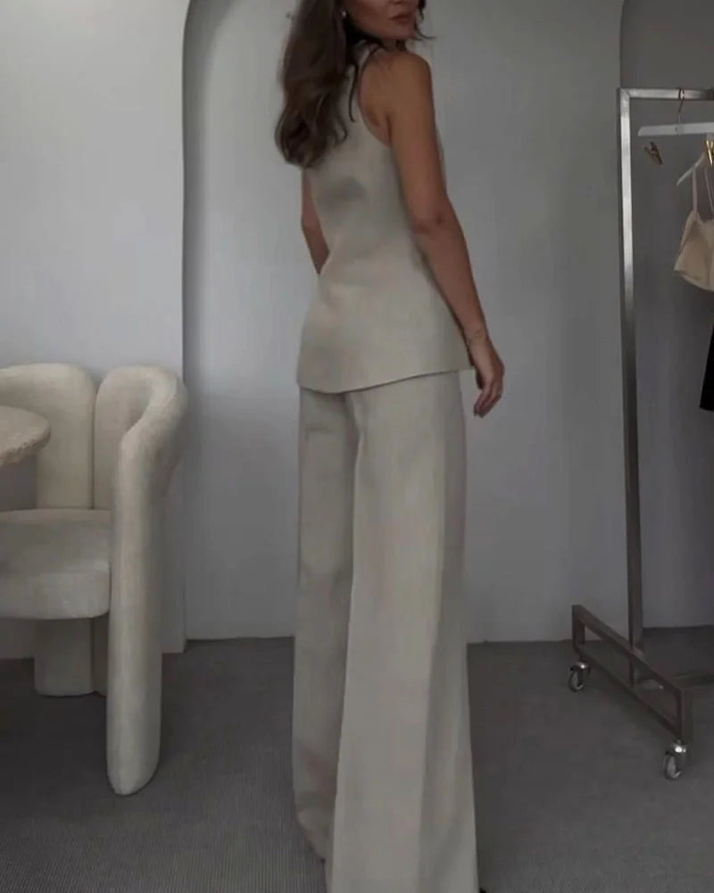 Elegant Sleeveless Vest Suit Set