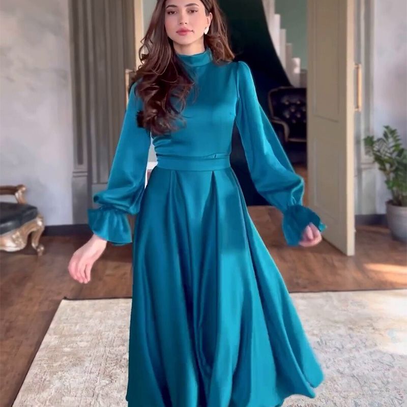 Elegant Ruffled Hepburn Dress