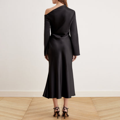 Elegant Satin Off-Shoulder Dress