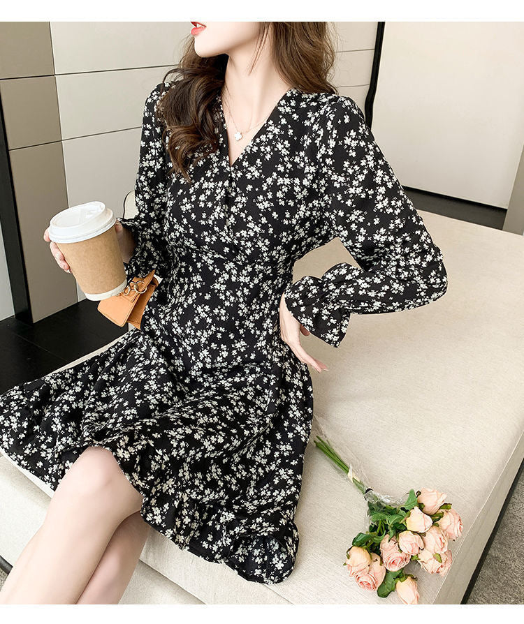 Chiffon V-Neck Midi Dress