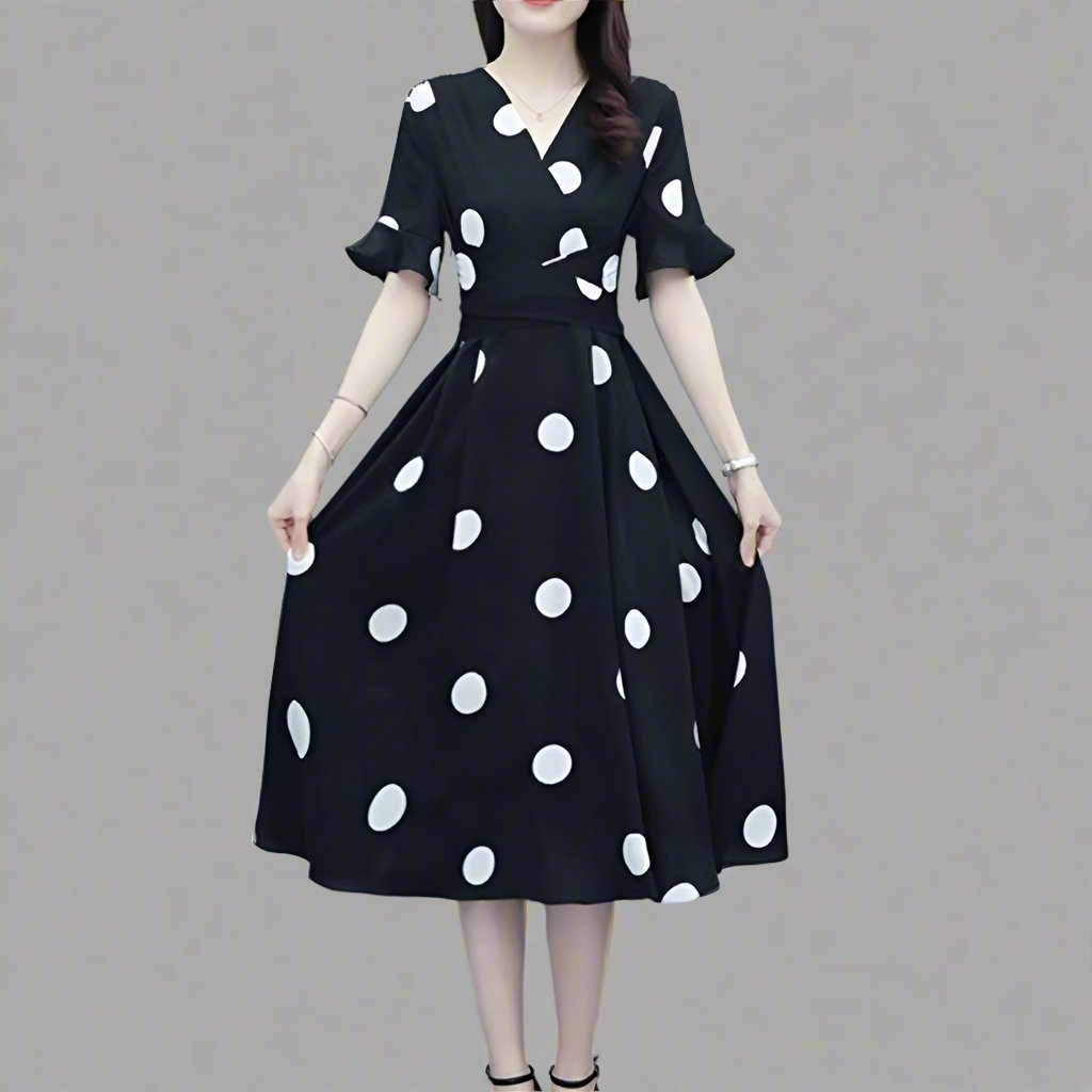 Korean Plus Size Polka Dot Dress