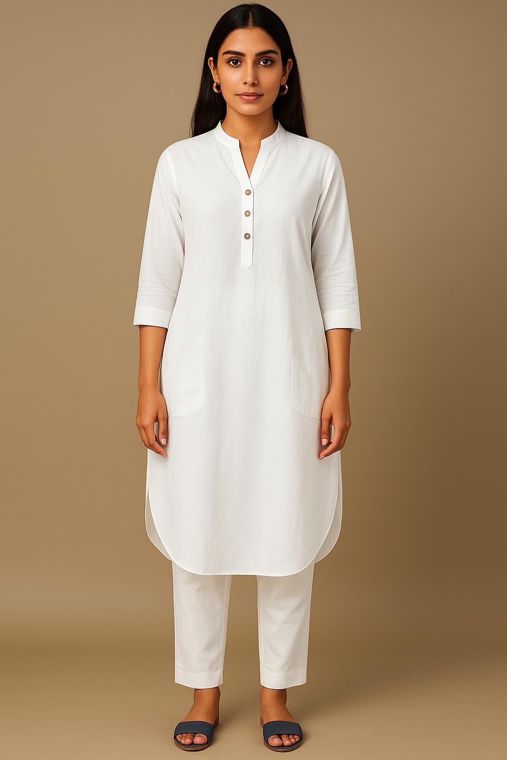 Vanilla Linen Kurta Set
