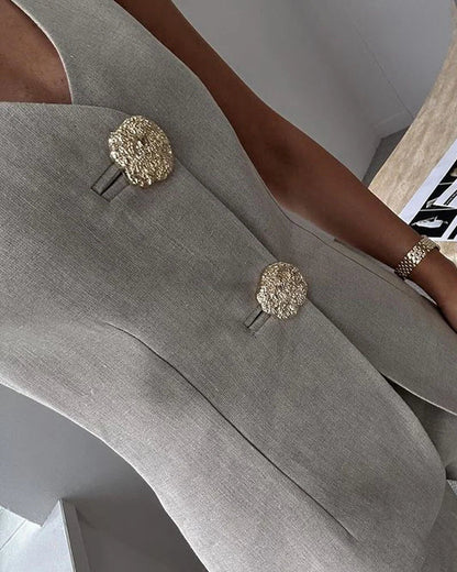 Elegant Sleeveless Vest Suit Set