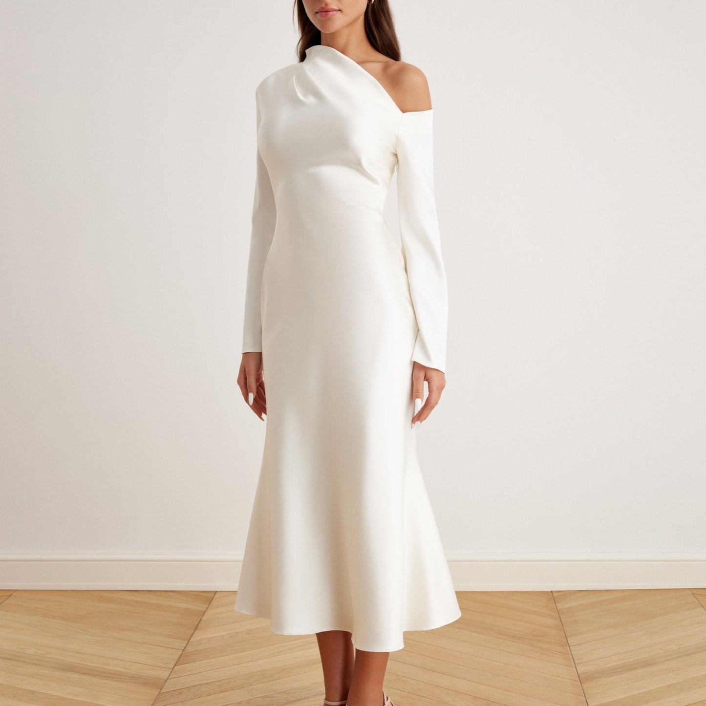 Elegant Satin Off-Shoulder Dress