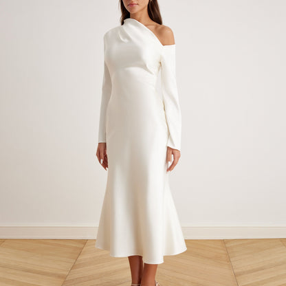 Elegant Satin Off-Shoulder Dress