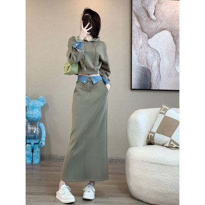 Elegant Plus Size Sweater Skirt Set