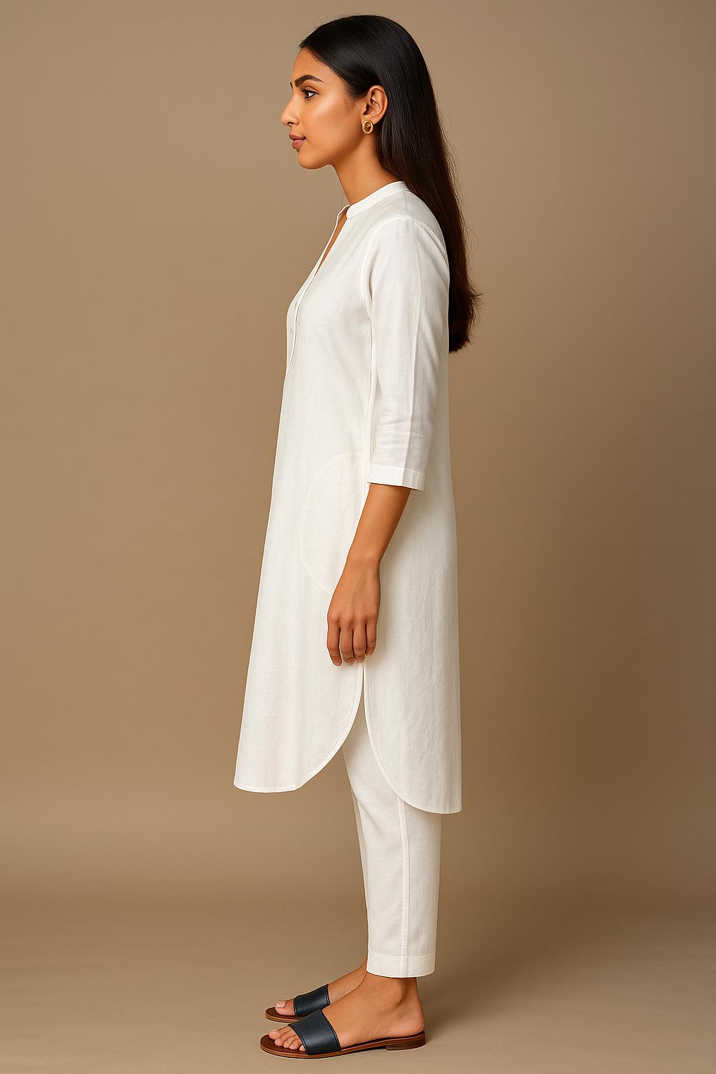 Vanilla Linen Kurta Set