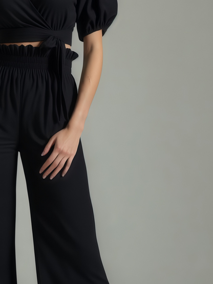 Elegant Black Cotton Coord Set