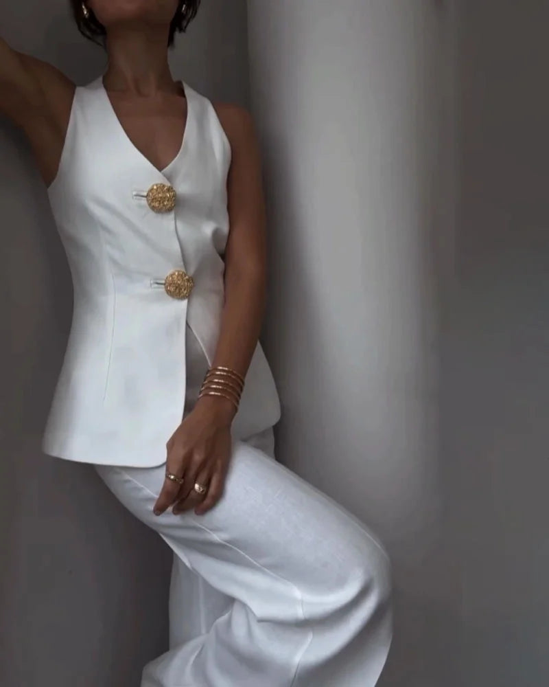 Elegant Sleeveless Vest Suit Set