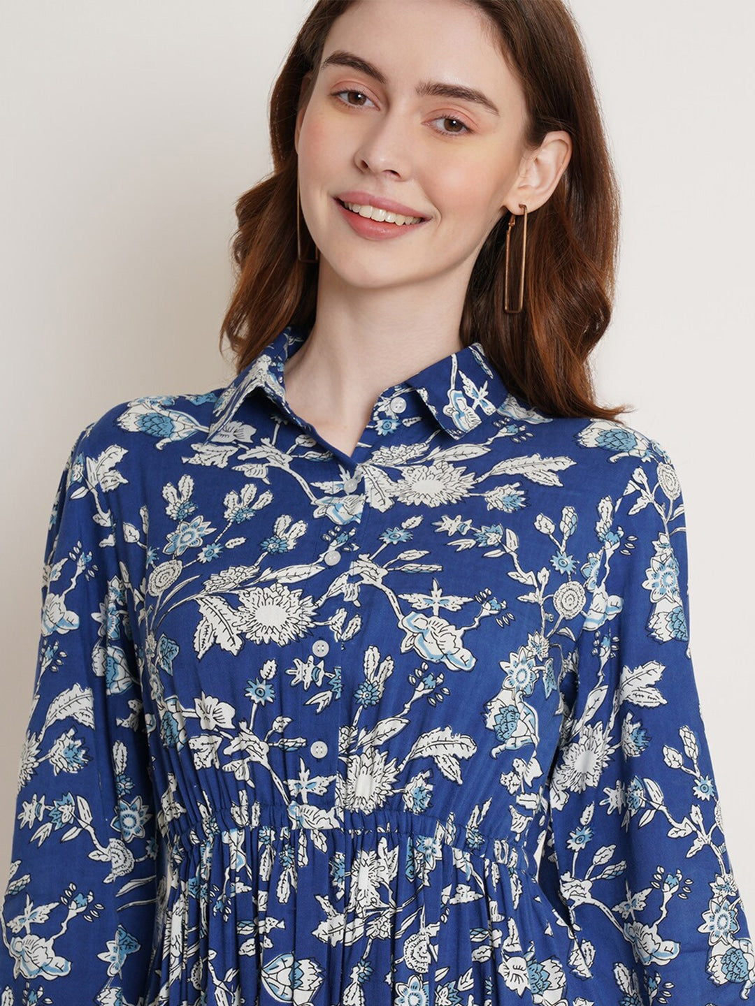 Elegant Blue Floral Dress