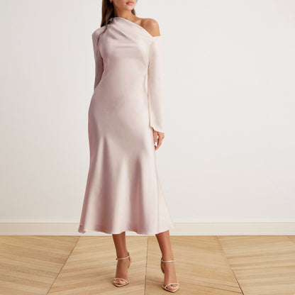 Elegant Satin Off-Shoulder Dress