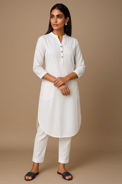 Vanilla Linen Kurta Set